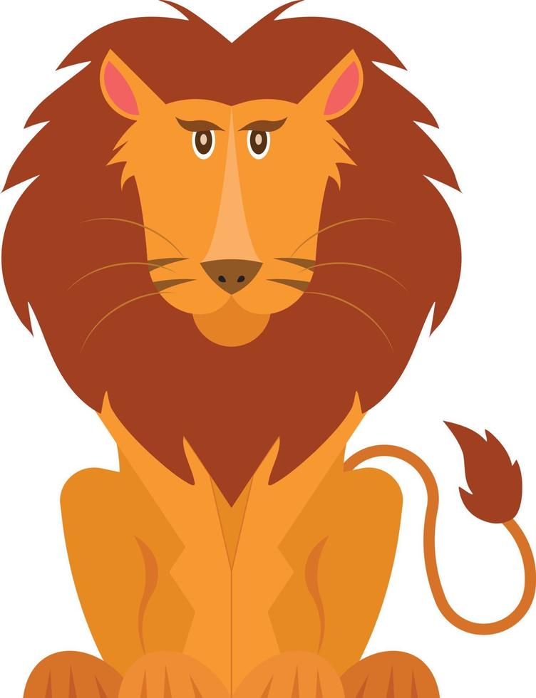 Ilustración de vector de león macho. León de dibujos animados aislado sobre fondo blanco.