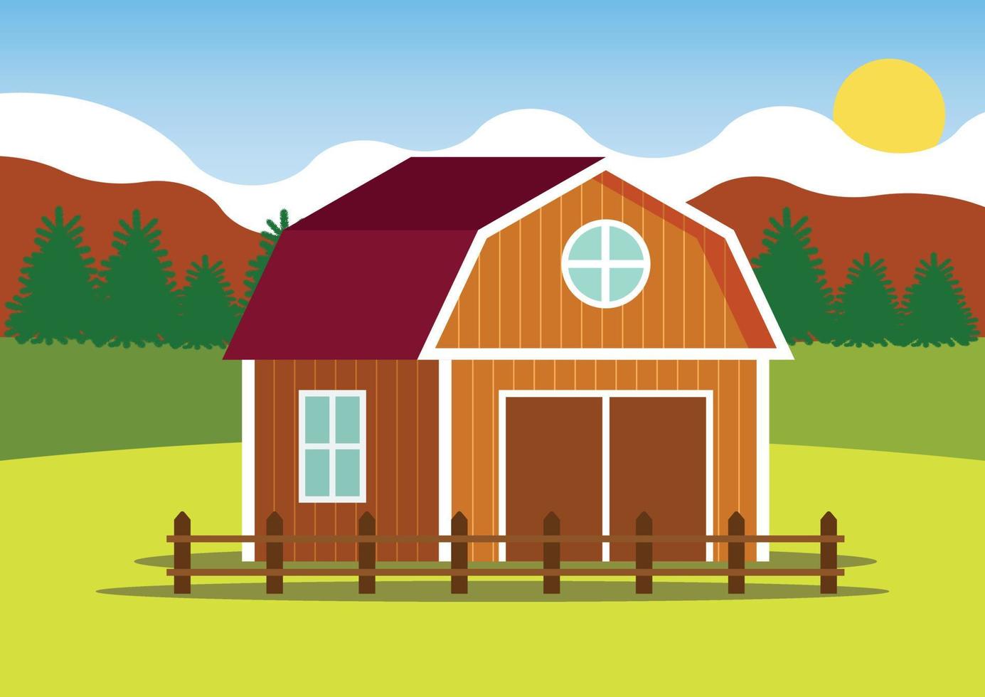 Farm building. Vector image of a barn on a farm