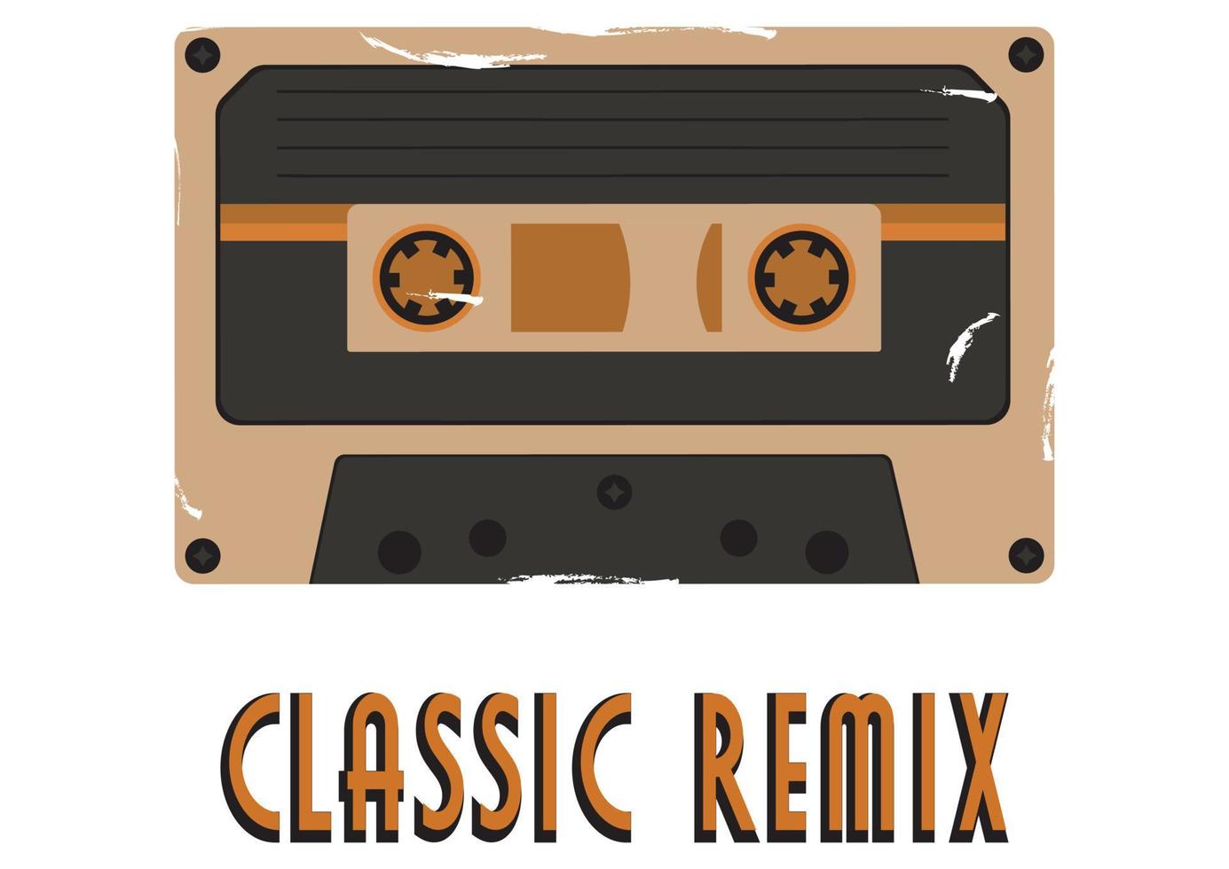 Old Tape. Vintage style. Vector illustration of Retro Tape isolated on white Background. Classic Remix