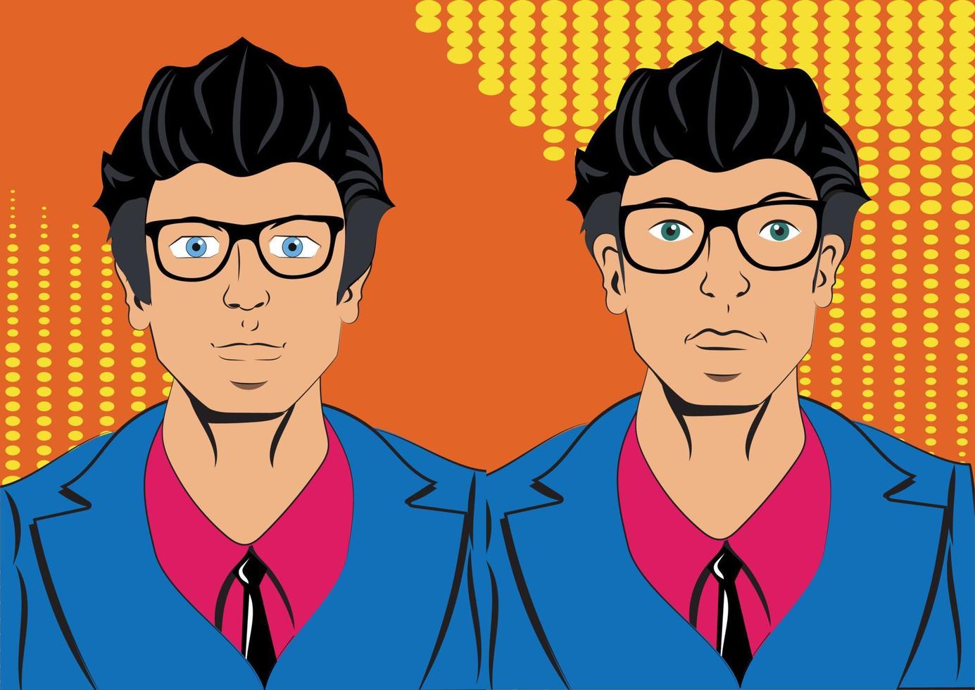 Pop art comic hombre moreno con diferentes expresiones faciales vector