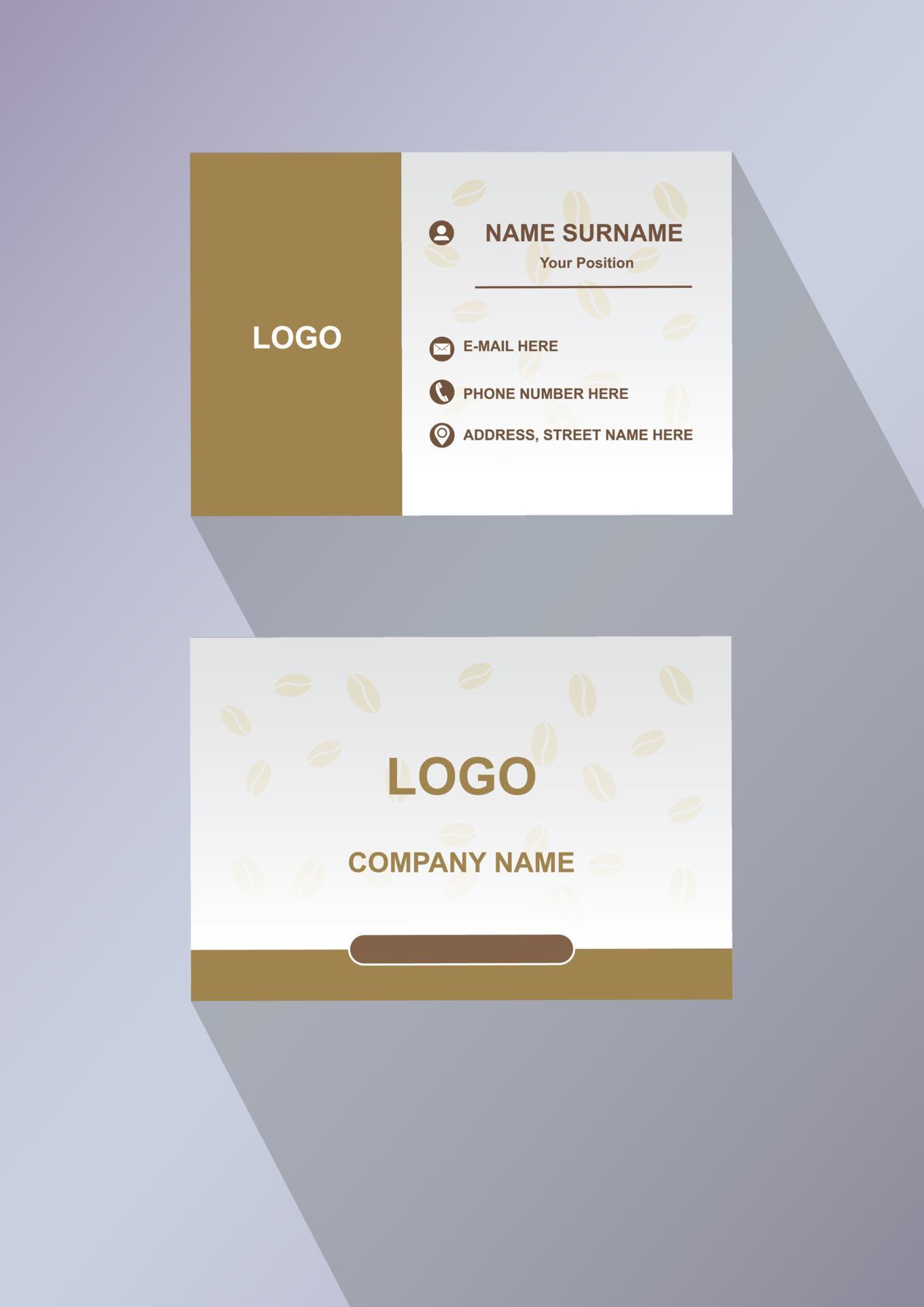 Modern cafe business card template Vector business card template