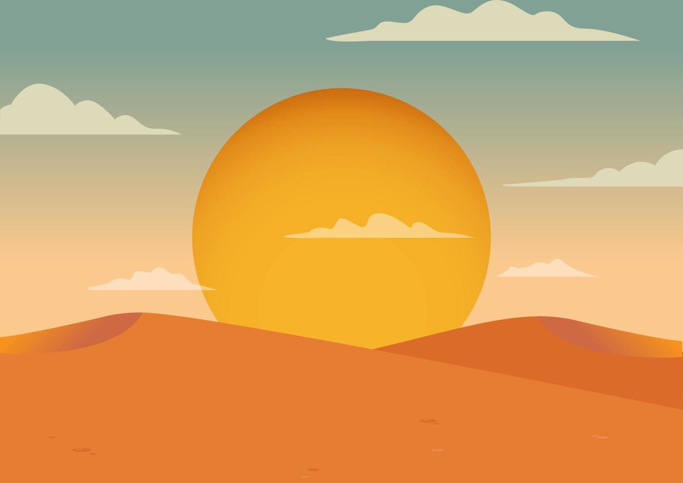 Desert landscape with sunset. Desert area, sand area. Safari. Wild West vector