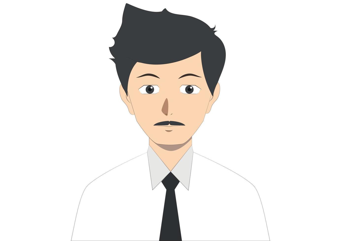 Mustache man wearing shirt with tie. Cartoon people vector