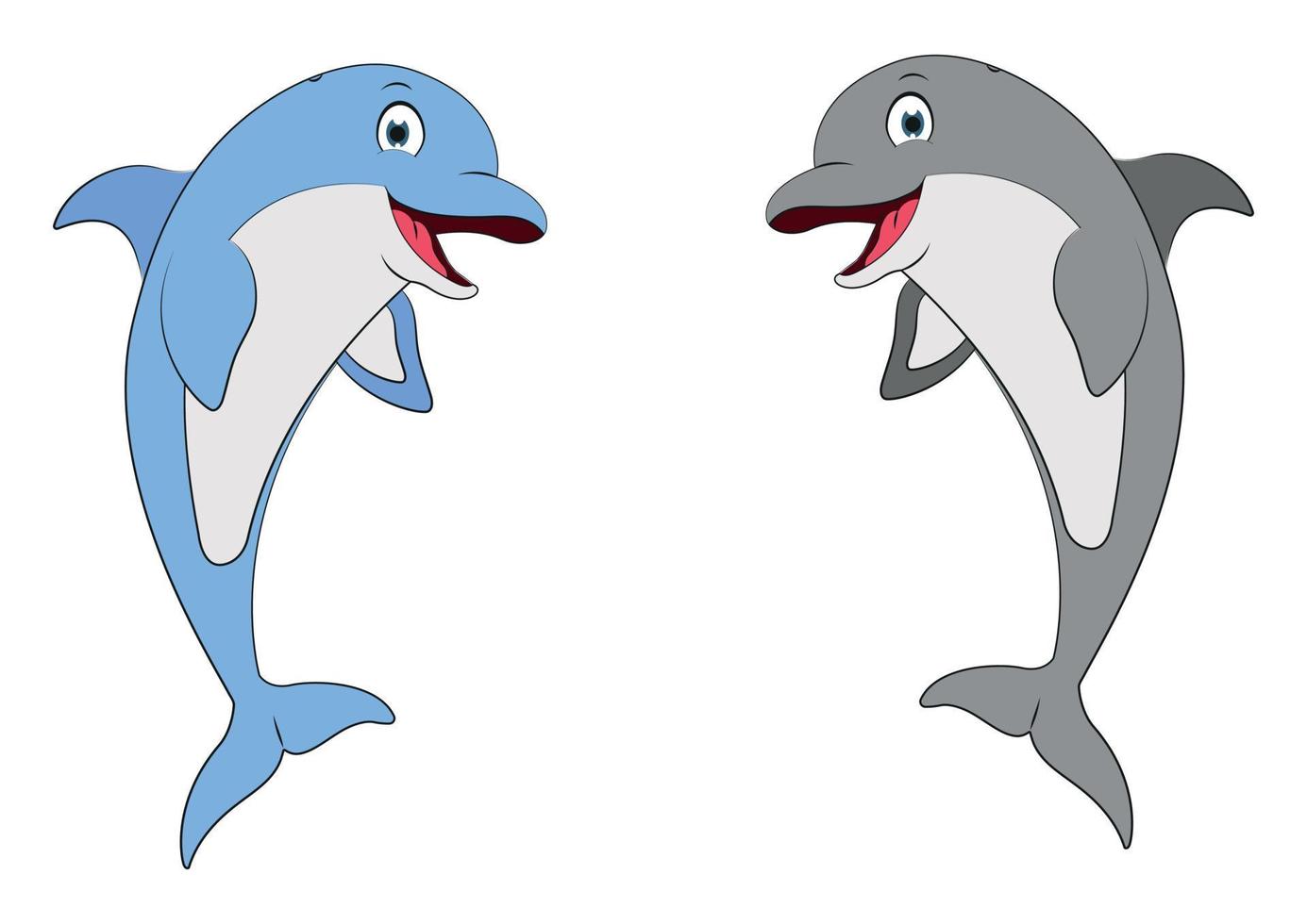Illustration of two different color dolphins. Blue and Gray Dolphins vector