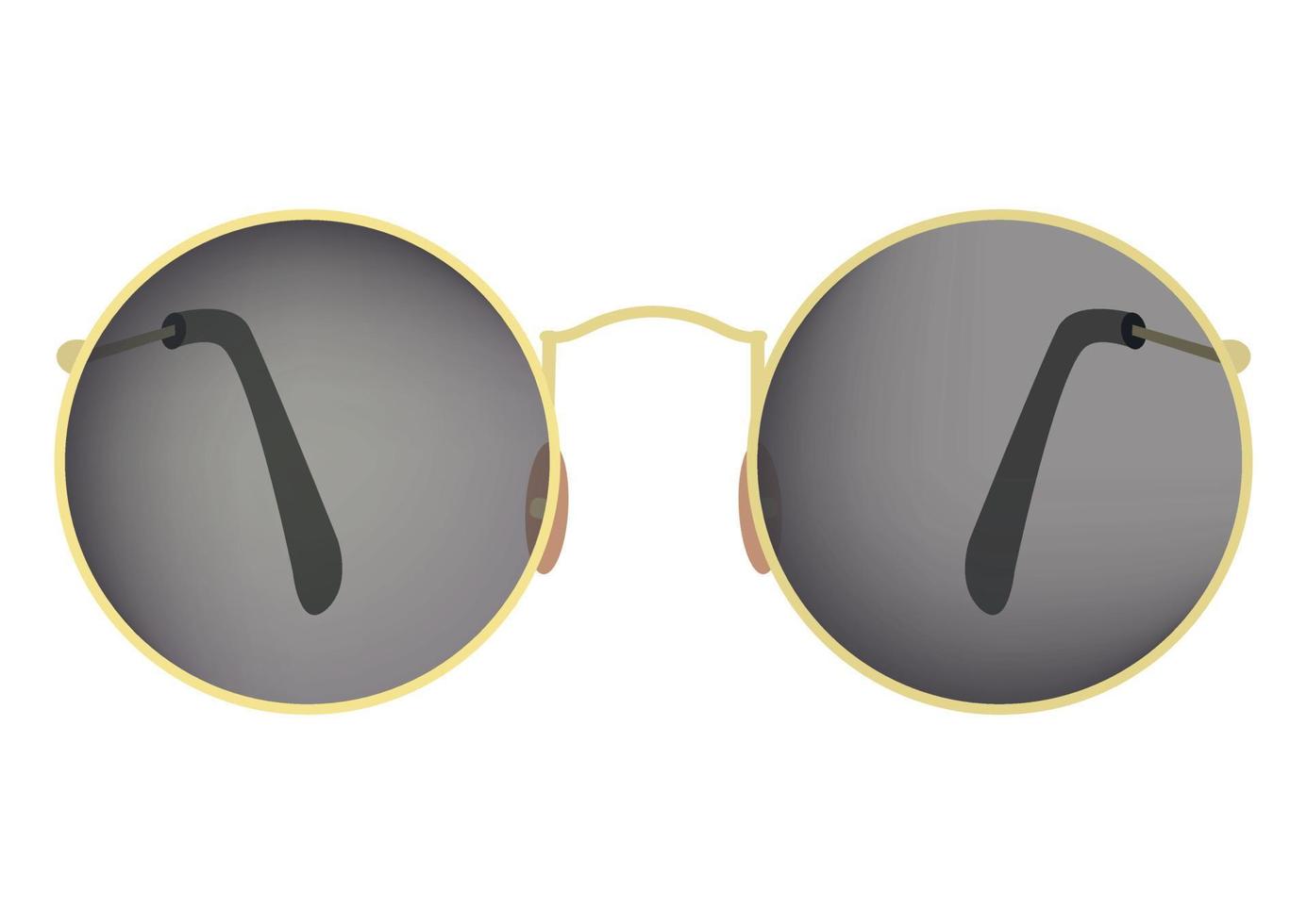 Rounded sunglasses. Black lens sunglasses isolated on white background. Vector illustration of rounded sunglasses