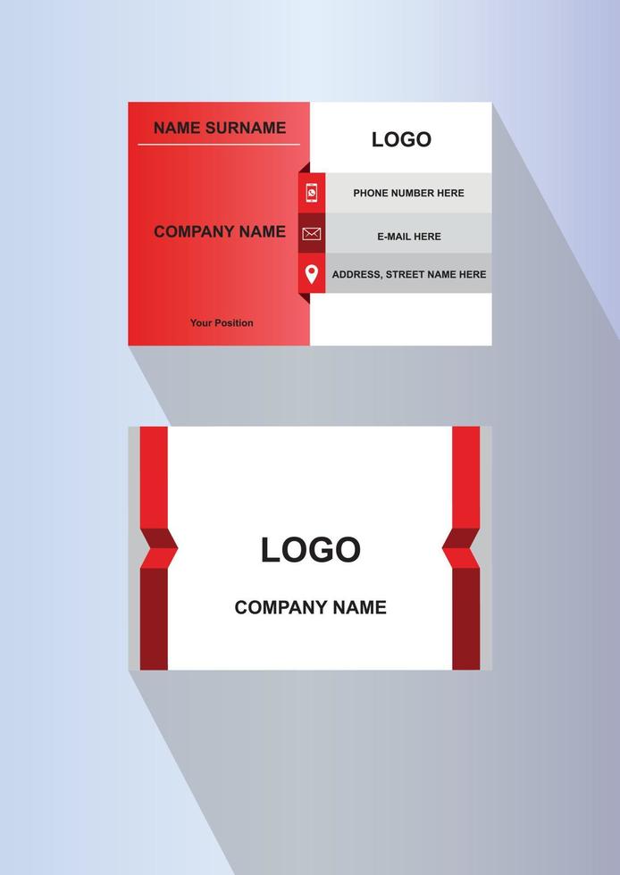 Modern Red white and grey business card template - Vector business card template