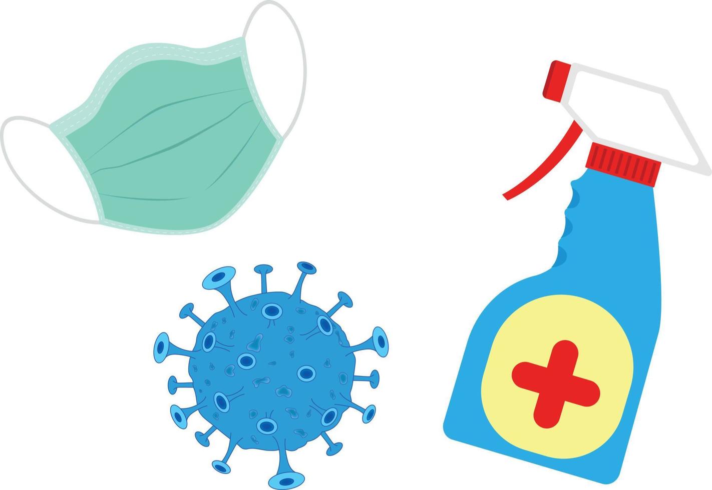 covid-19, desinfectante, protección de mascarilla de virus corona vector