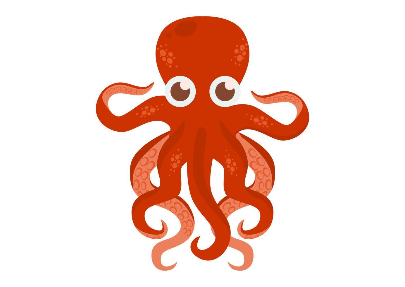 Cute Octopus Cartoon Vector Graphics. Squid on white background
