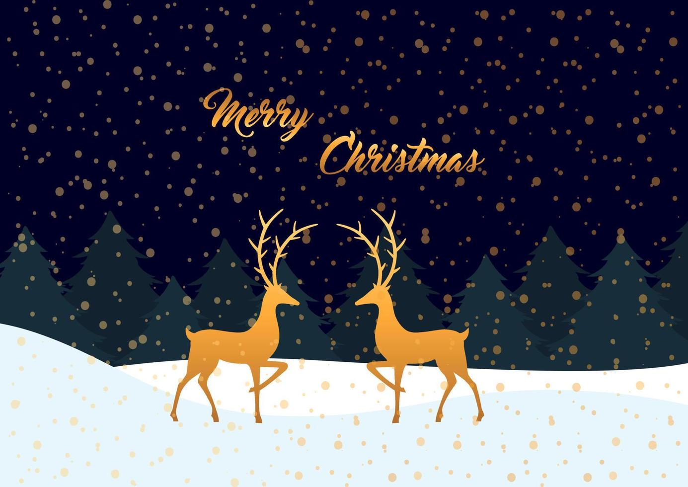 Golden Reindeers. Merry Christmas vector
