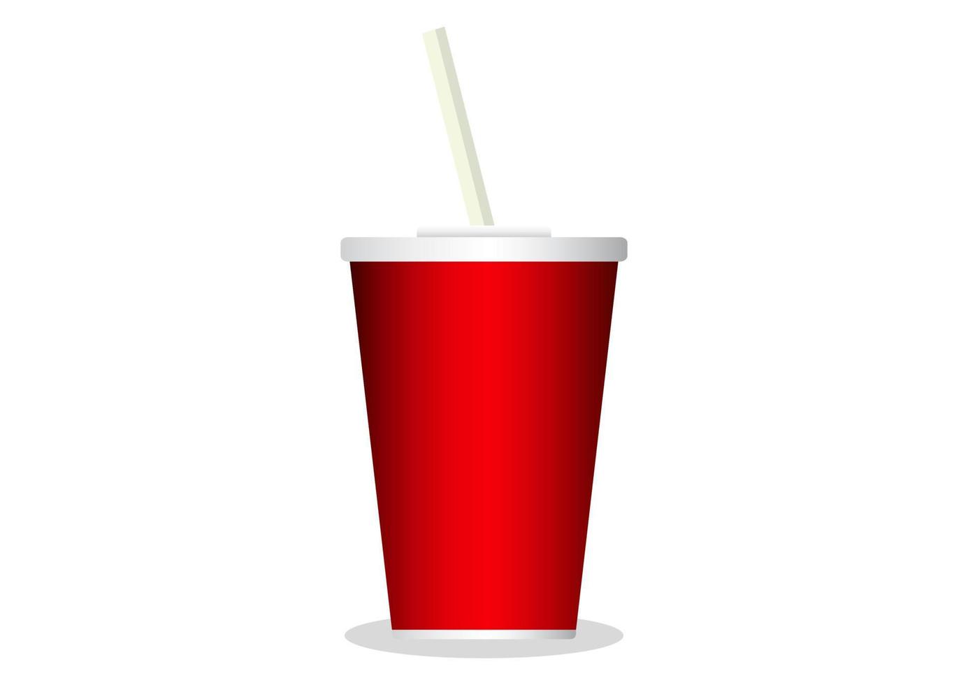 Vaso de refresco desechable rojo sobre fondo blanco. vector