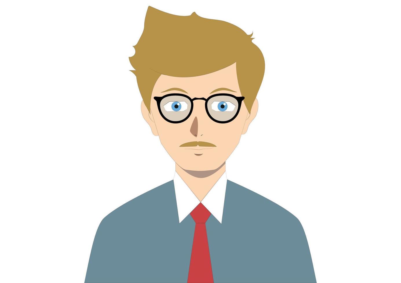 Brown man with glasses. Cartoon people vector