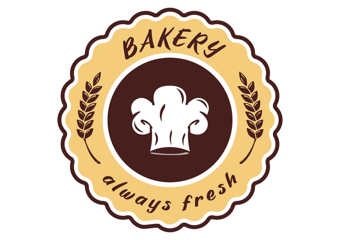 Bakery logo. Baker hat, wheat spice, flat logo vector