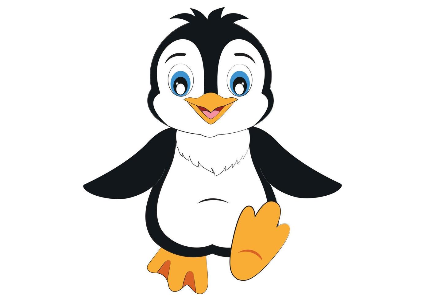 lindo pingüino está caminando. pingüino de dibujos animados vector