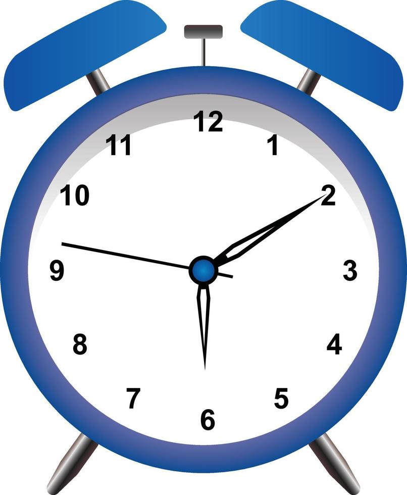 despertador azul hora de despertarse en estilo plano vector