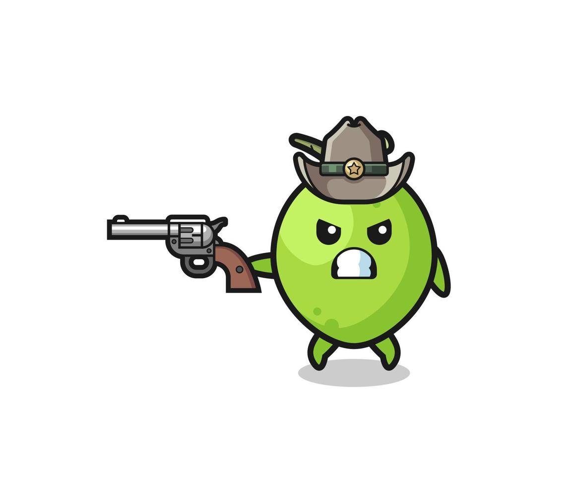 the coconut cowboy shooting with a gun vector