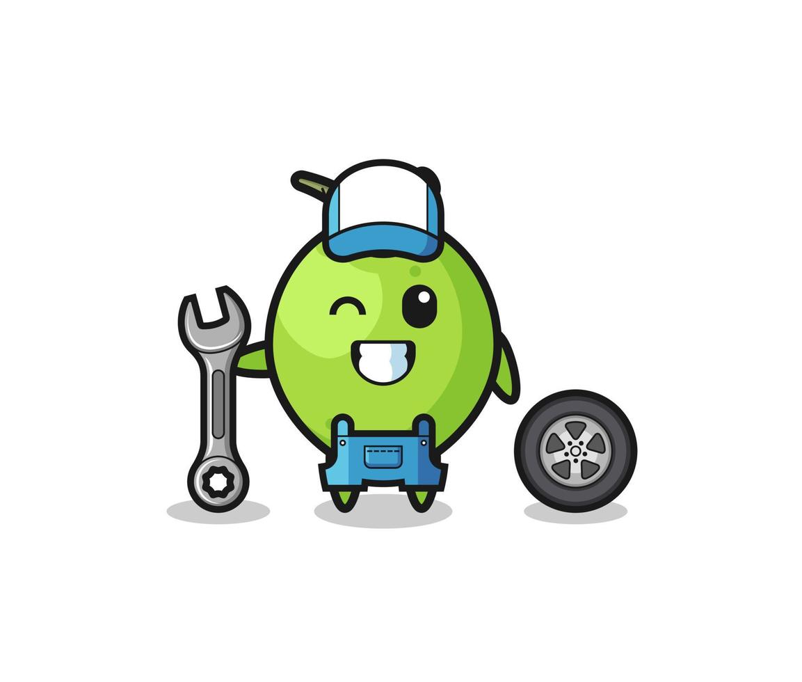 the coconut character as a mechanic mascot vector