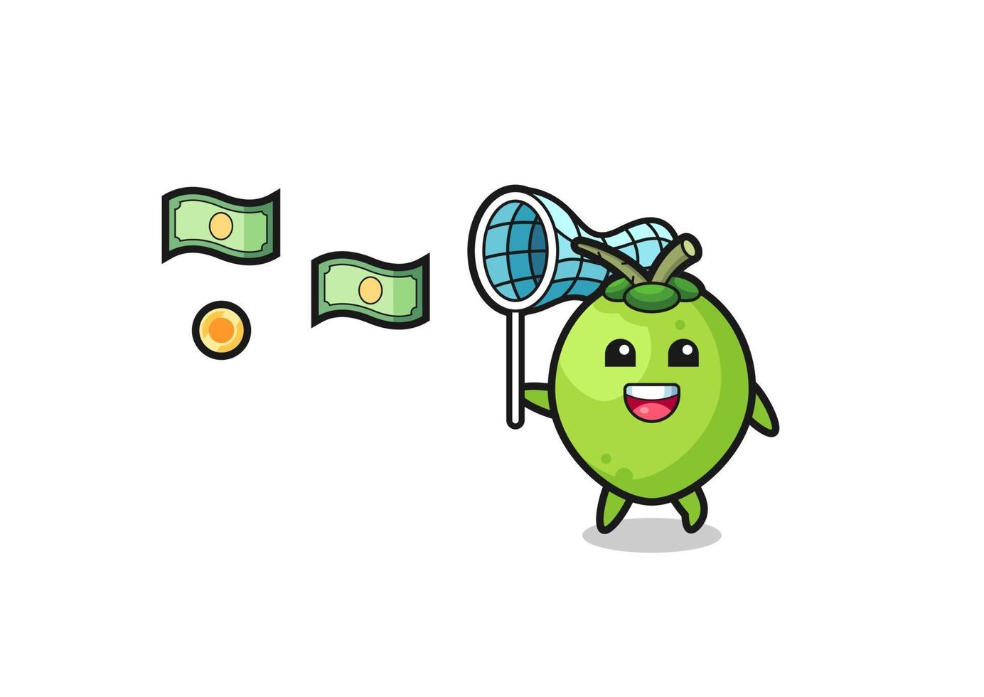 illustration of the coconut catching flying money vector