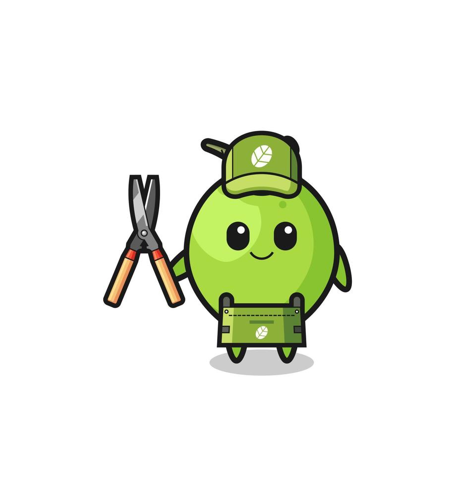 cute coconut as gardener mascot vector