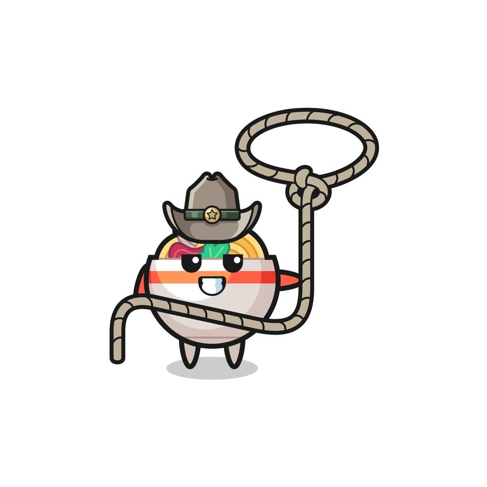 the noodle bowl cowboy with lasso rope vector