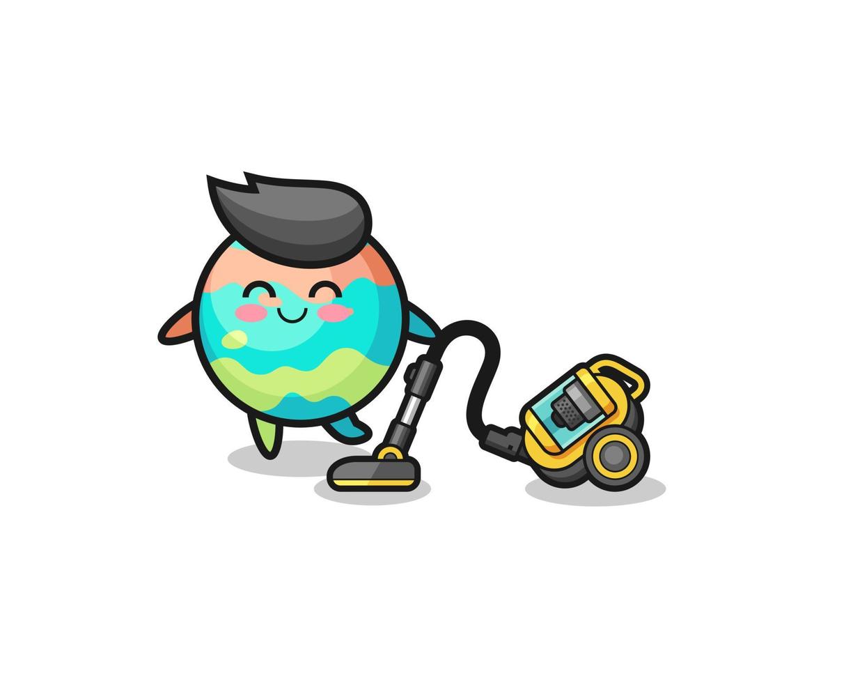 cute bath bombs holding vacuum cleaner illustration vector