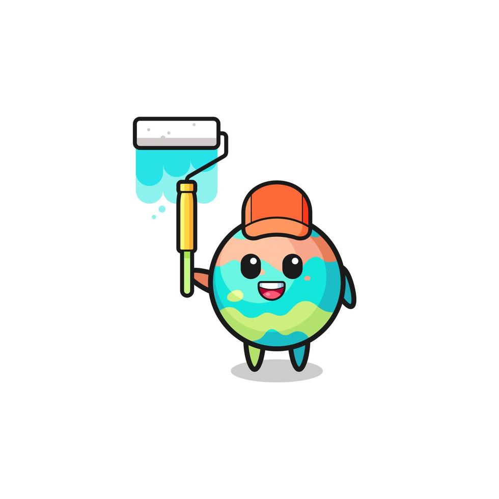 the bath bombs painter mascot with a paint roller vector