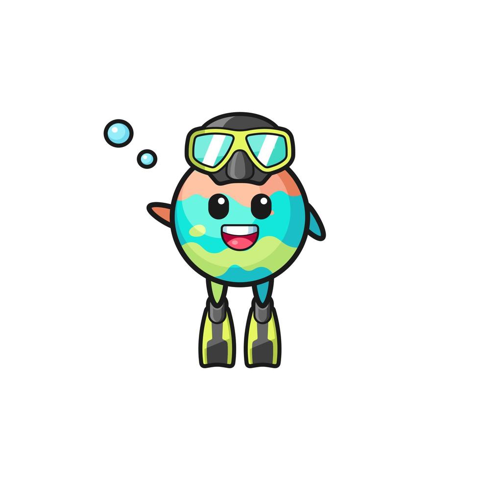 the bath bombs diver cartoon character vector