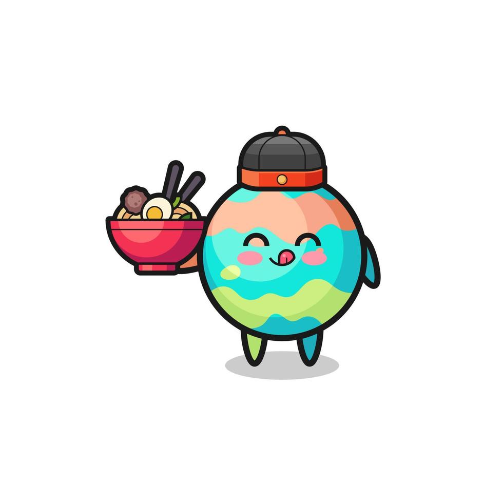 bath bombs as Chinese chef mascot holding a noodle bowl vector