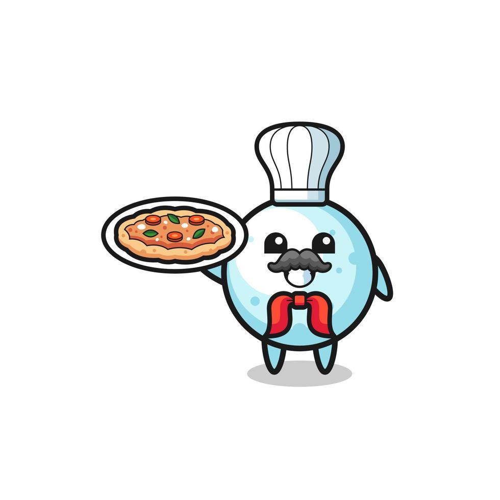 personaje de bola de nieve como mascota del chef italiano vector