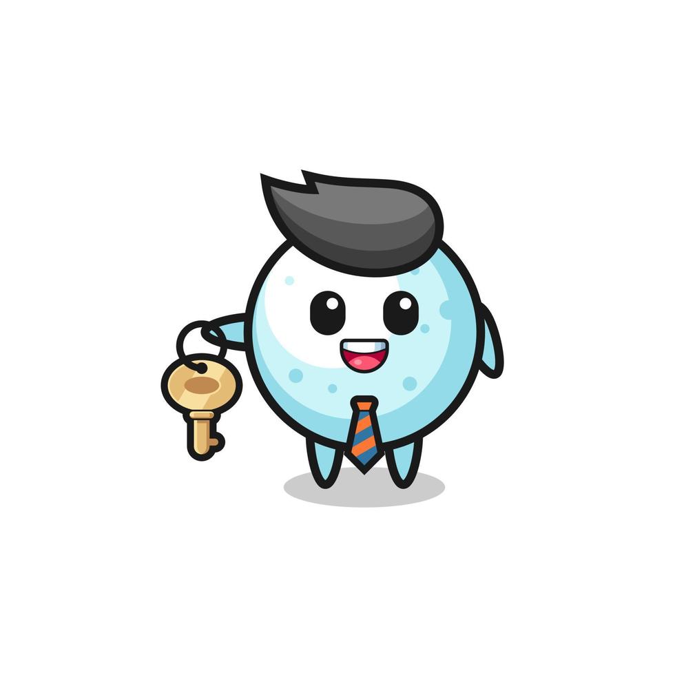 cute snow ball as a real estate agent mascot vector