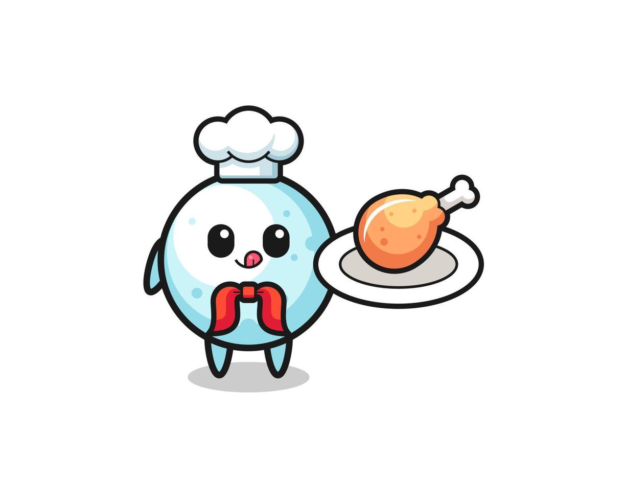 bola de nieve pollo frito chef personaje de dibujos animados vector