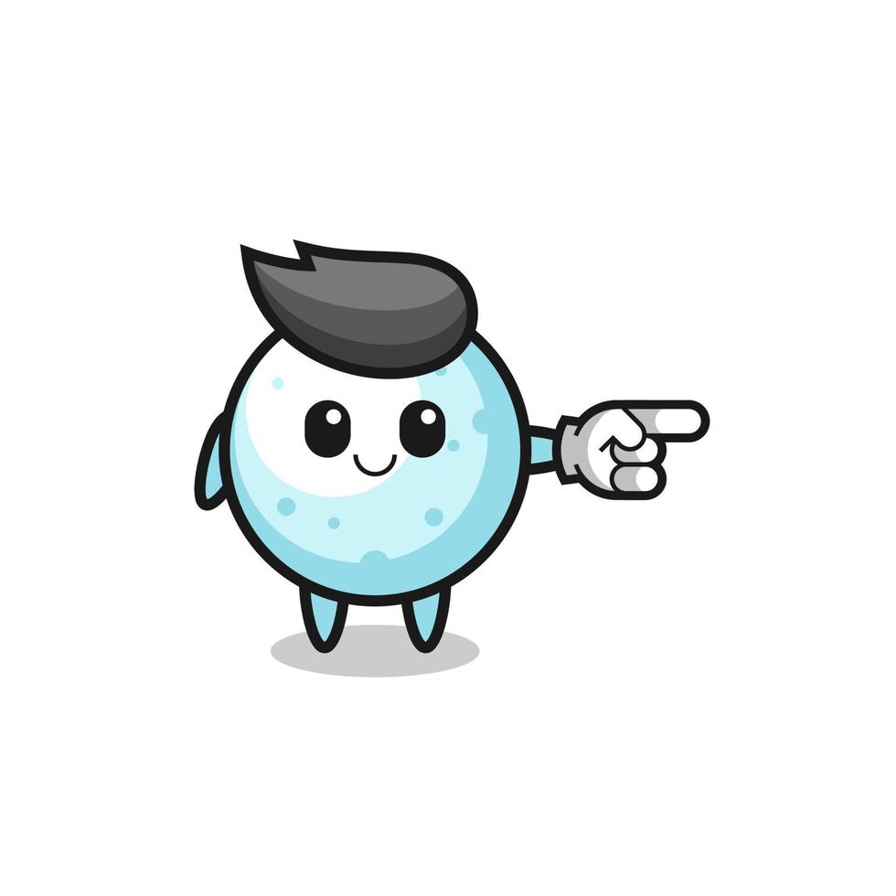 snow ball mascot with pointing right gesture vector