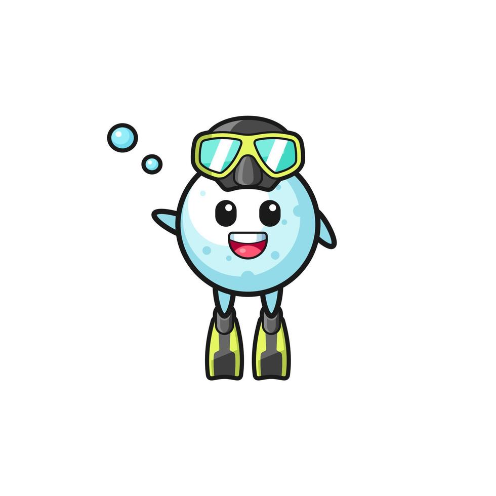 the snow ball diver cartoon character vector