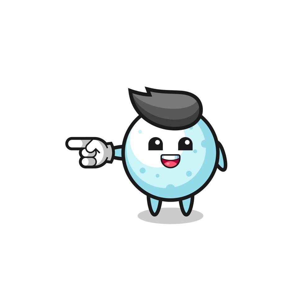 snow ball cartoon with pointing left gesture vector