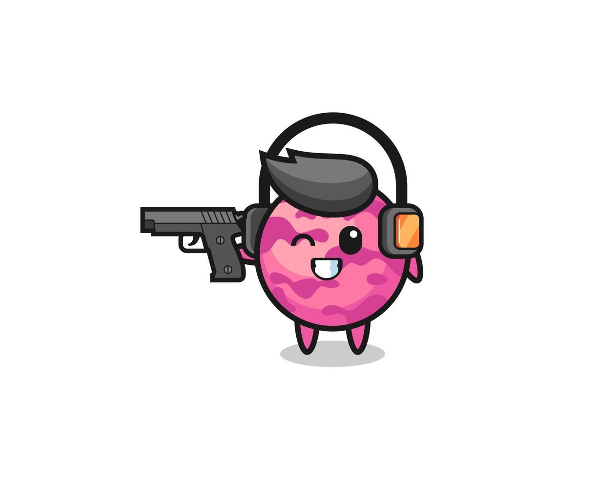 illustration of ice cream scoop cartoon doing shooting range vector