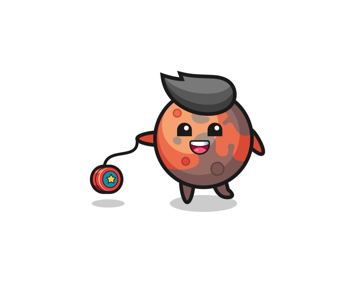 cartoon of cute mars playing a yoyo vector