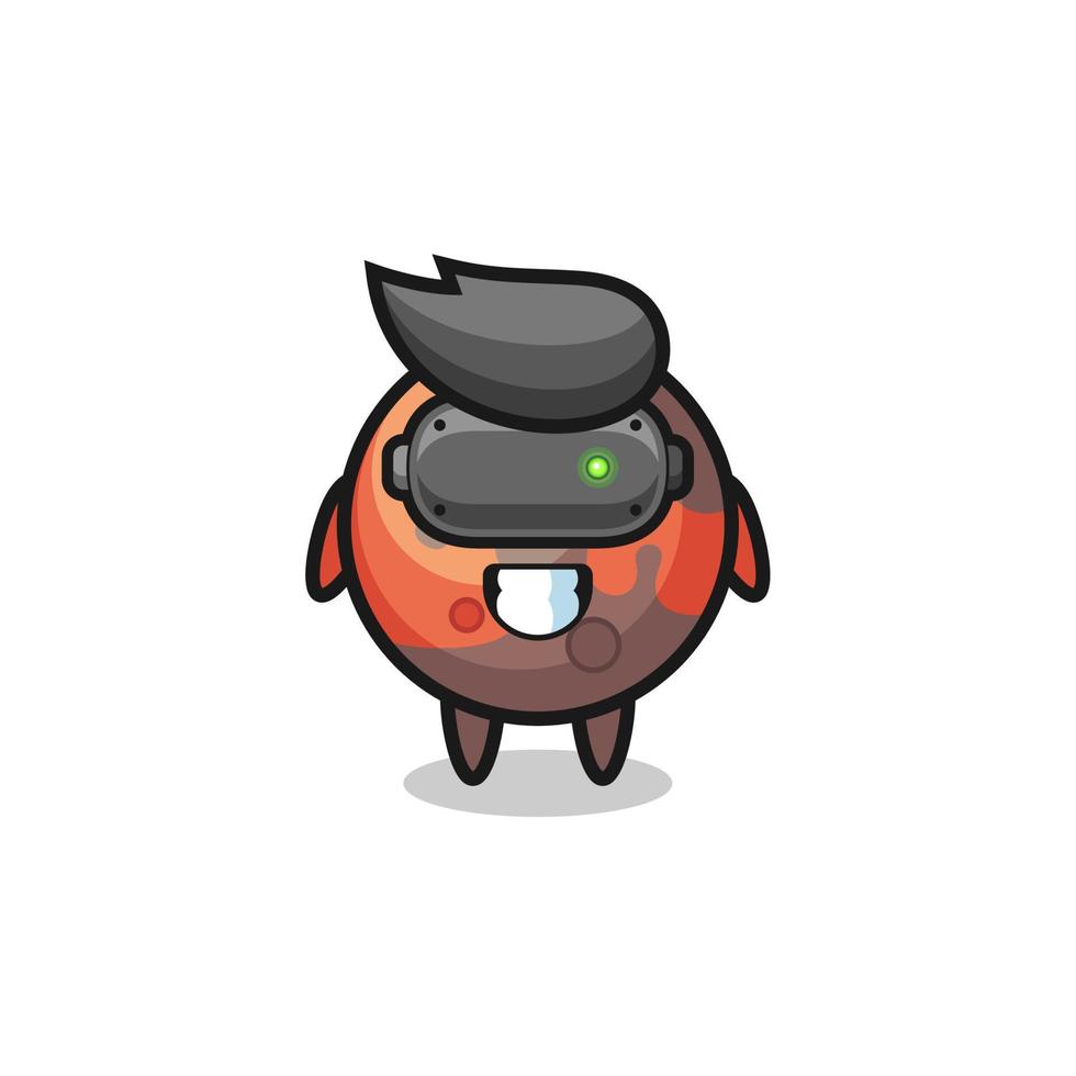 cute mars using VR headset vector