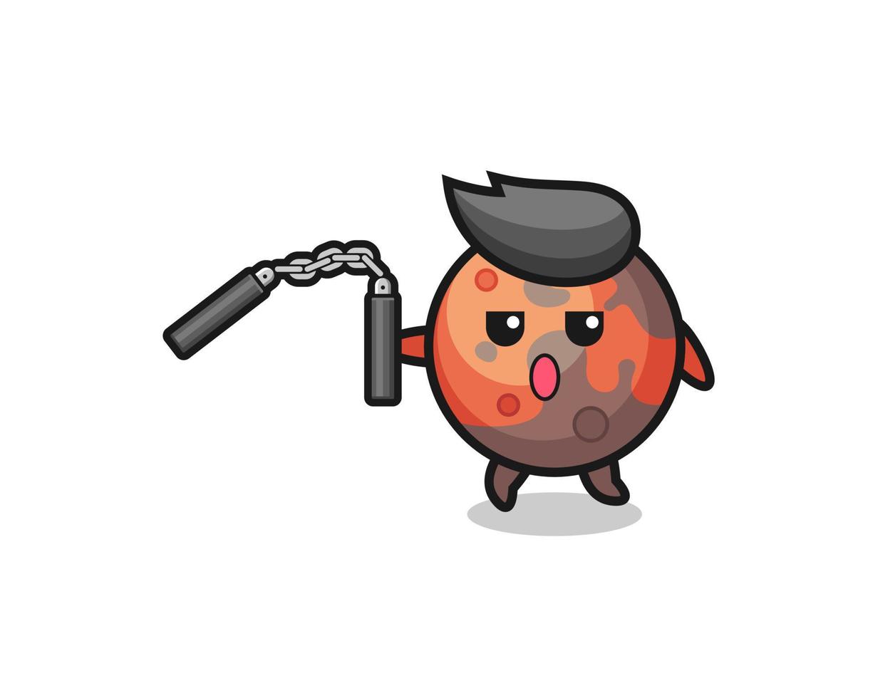 cartoon of mars using nunchaku vector