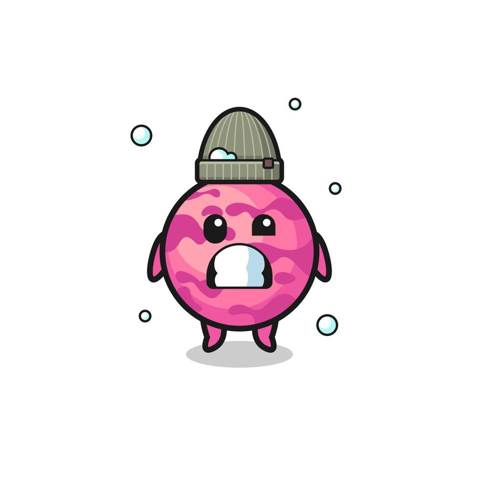 cute cartoon ice cream scoop with shivering expression vector