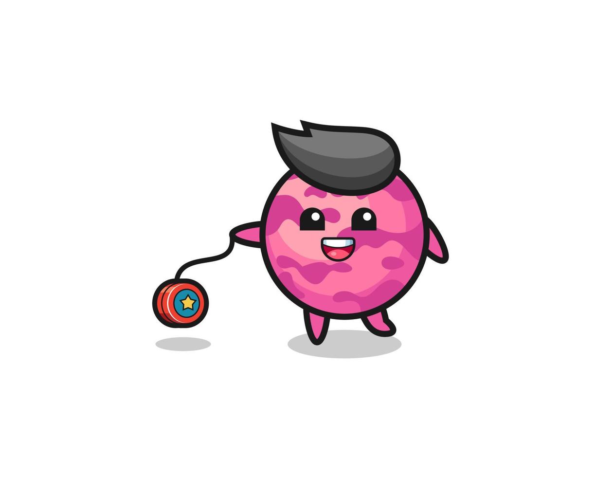 cartoon of cute ice cream scoop playing a yoyo vector