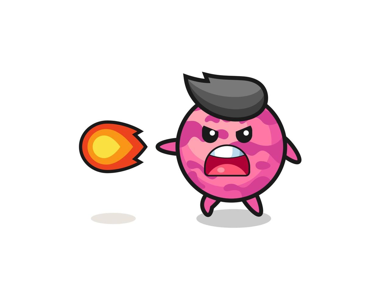 cute ice cream scoop mascot is shooting fire power vector