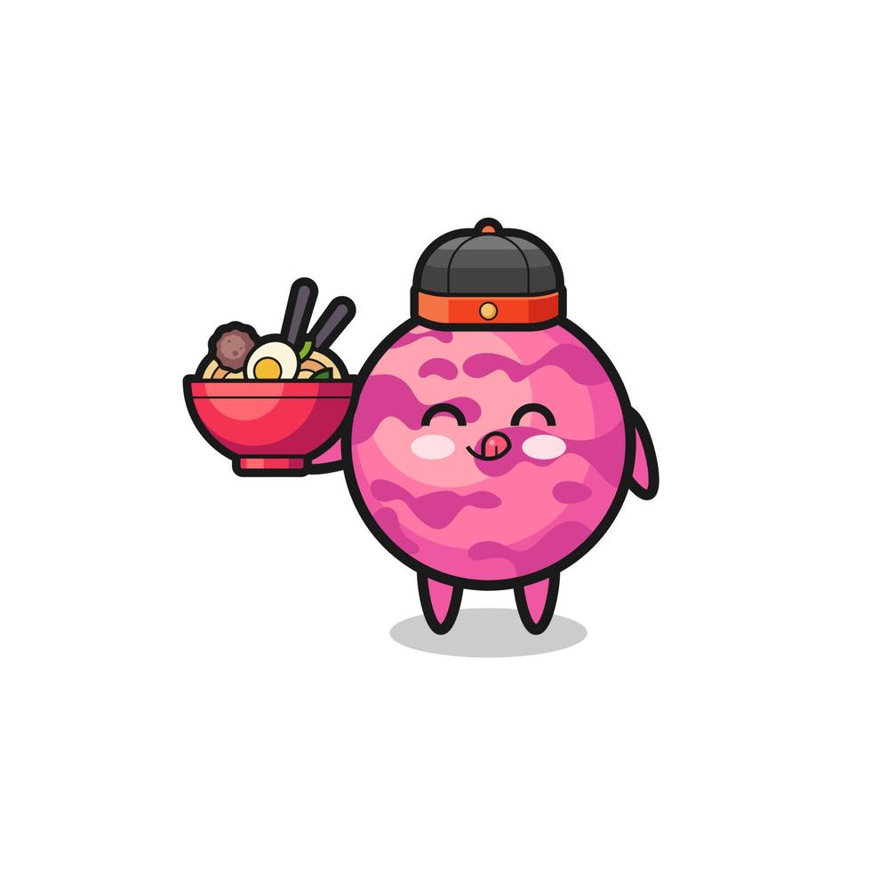 ice cream scoop as Chinese chef mascot holding a noodle bowl vector