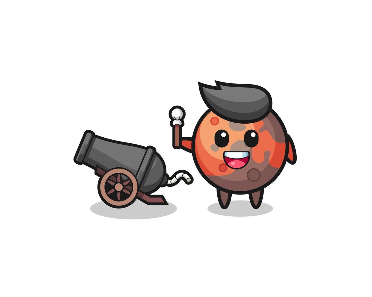 cute mars shoot using cannon vector