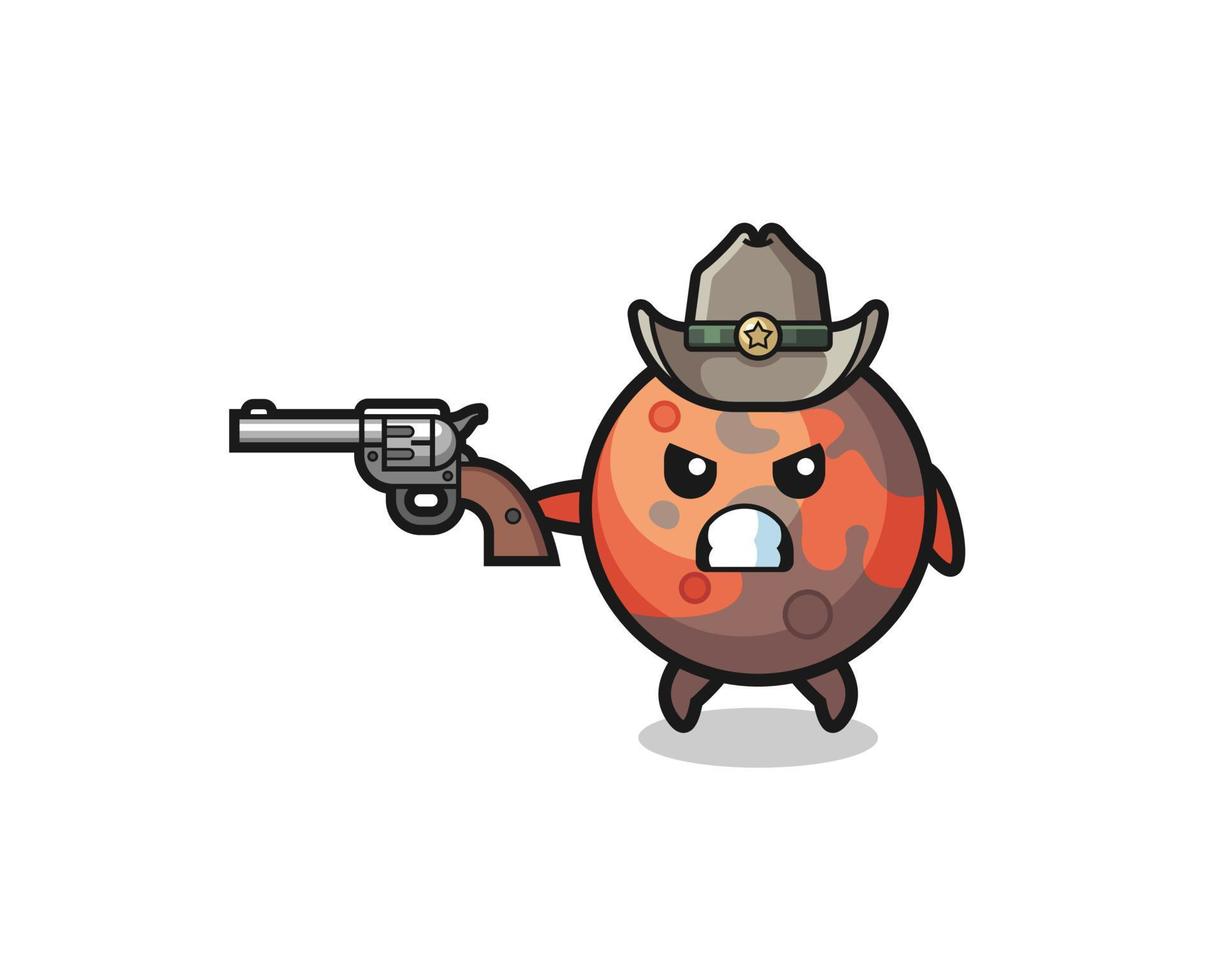 the mars cowboy shooting with a gun vector