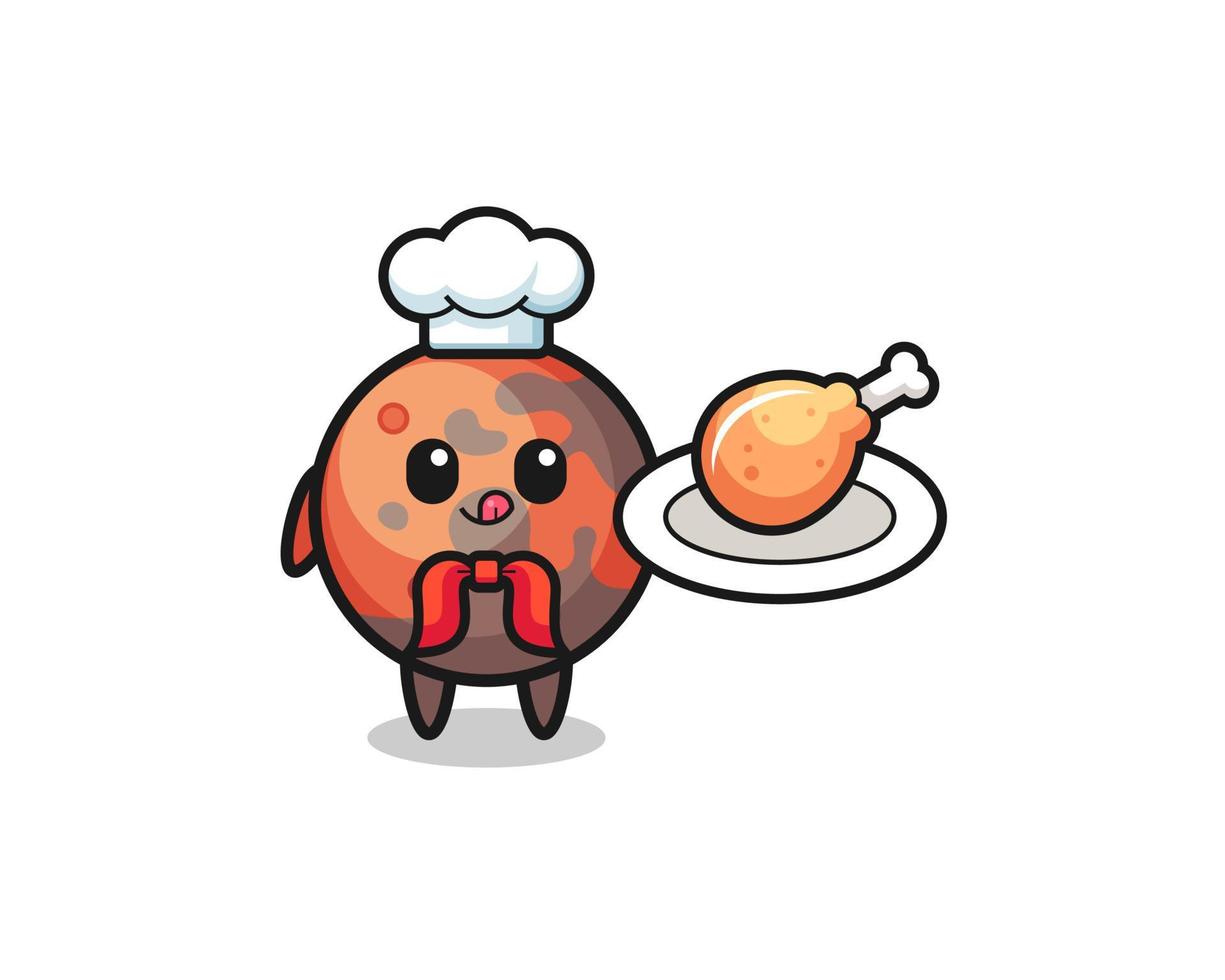 mars fried chicken chef cartoon character vector