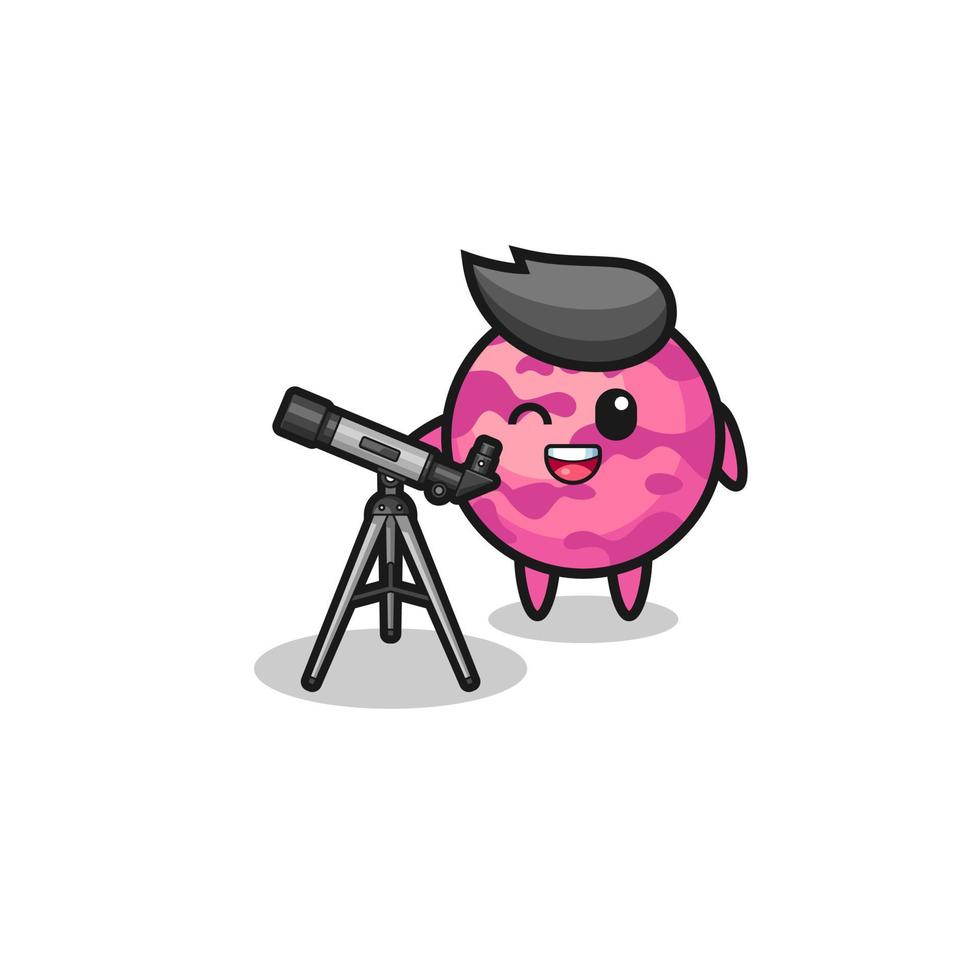 ice cream scoop astronomer mascot with a modern telescope vector