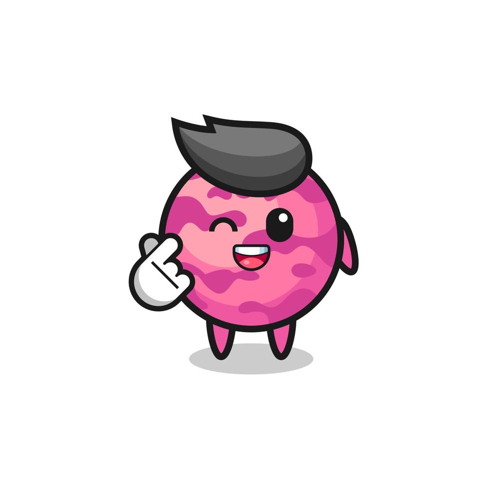 personaje de bola de helado haciendo corazón de dedo coreano vector