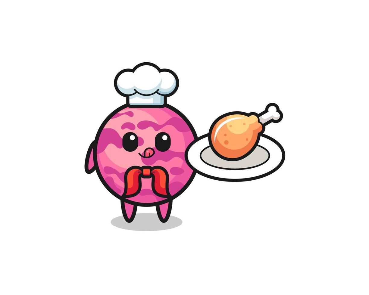 bola de helado chef de pollo frito personaje de dibujos animados vector