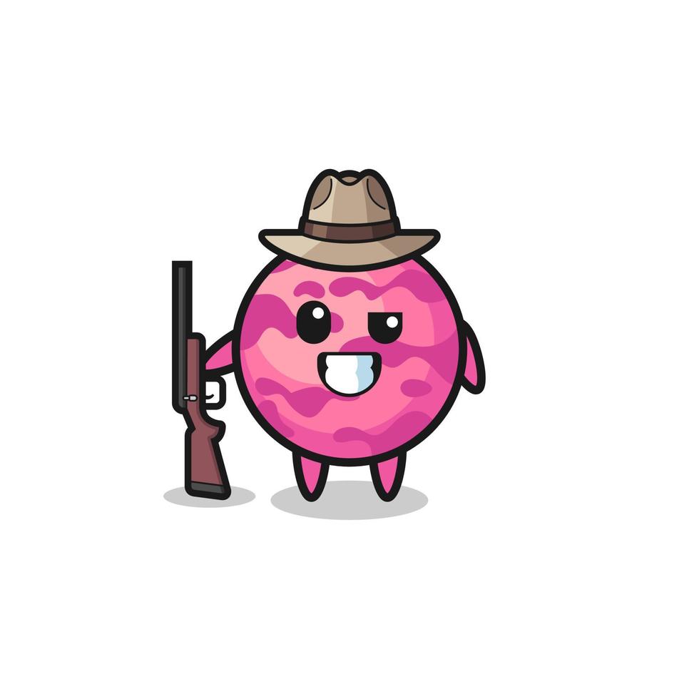 ice cream scoop hunter mascot holding a gun vector