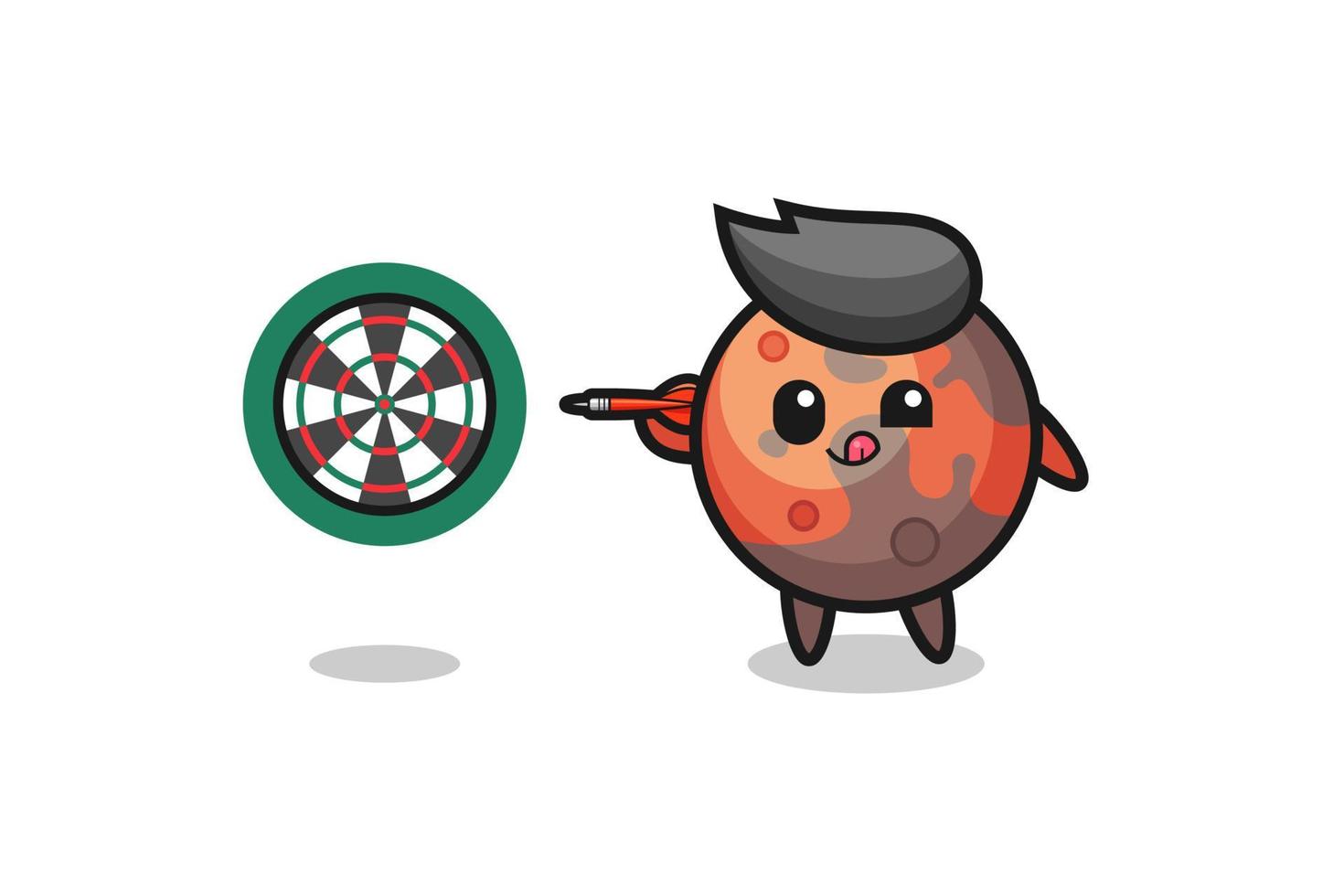cute mars is playing dart vector