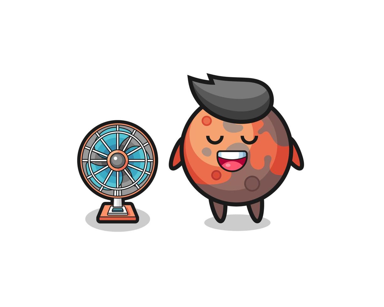 cute mars is standing in front of the fan vector